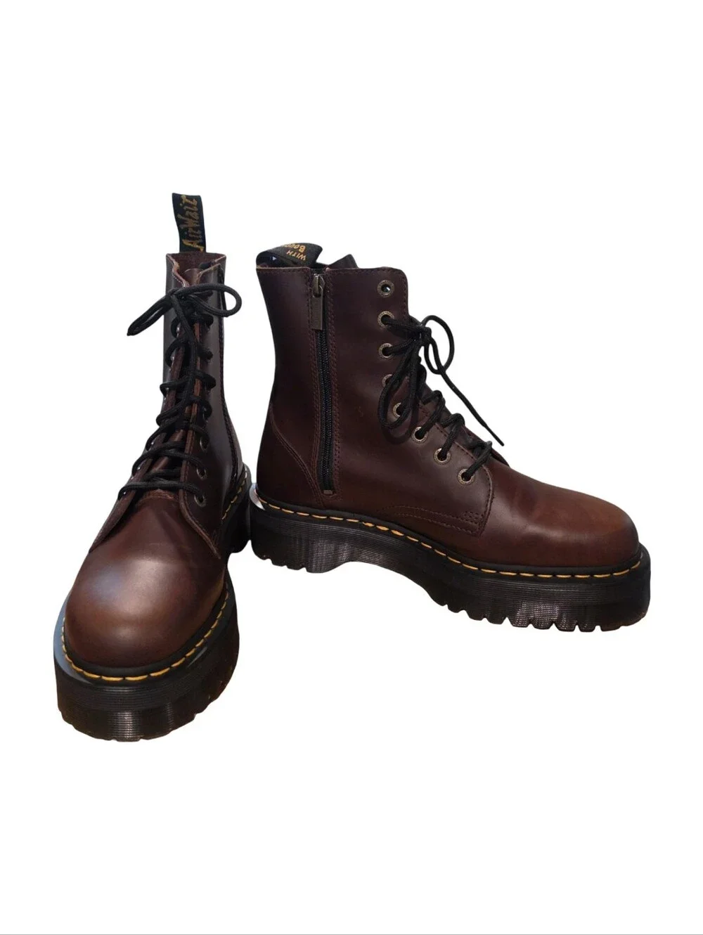 Dr. Martens Jadon Platform Leather Combat Boots Dark Cherry Brown Men's 11